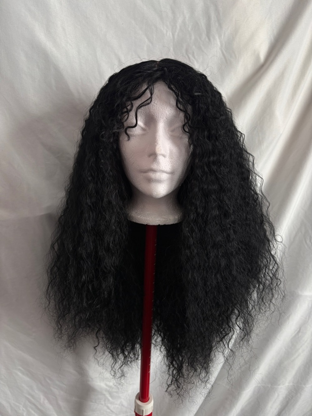 Long Natural Black Curly Wig with Soft Defined Waves